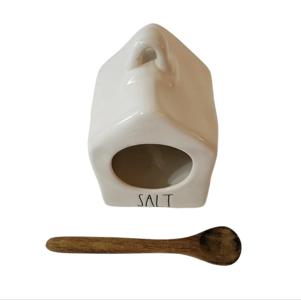 Rae Dunn Pottery Bird House Salt Cellar w Spoon
